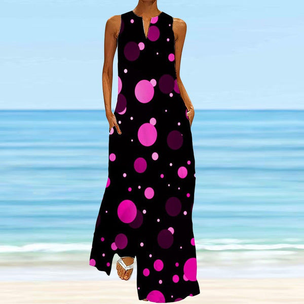 Damen Maxikleid mit modernem Punktedesign Stalluxe