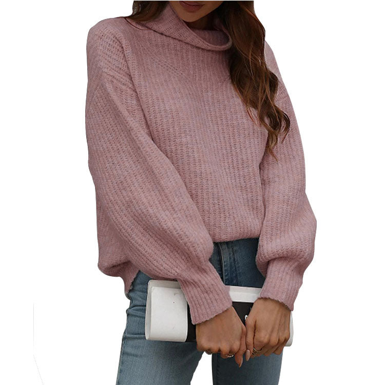 Damen Strickpullover mit weitem Schnitt und modischem Rollkragen Stalluxe