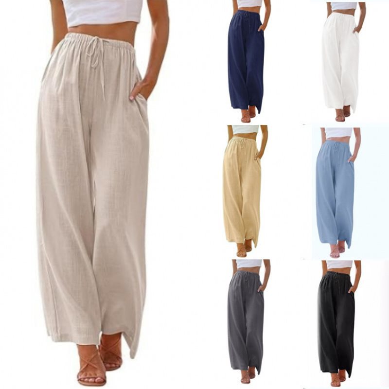 Damen Weite Palazzo-Hose mit elastischem Bund und seitlichen Taschen Stalluxe