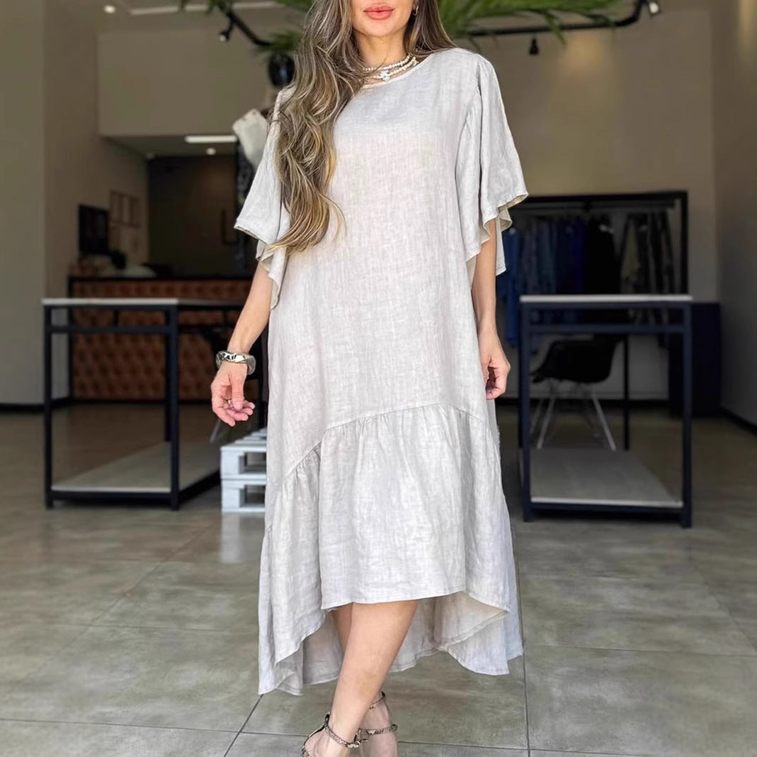 Damen luftiges Maxikleid mit asymmetrischem Saum und Volants Stalluxe