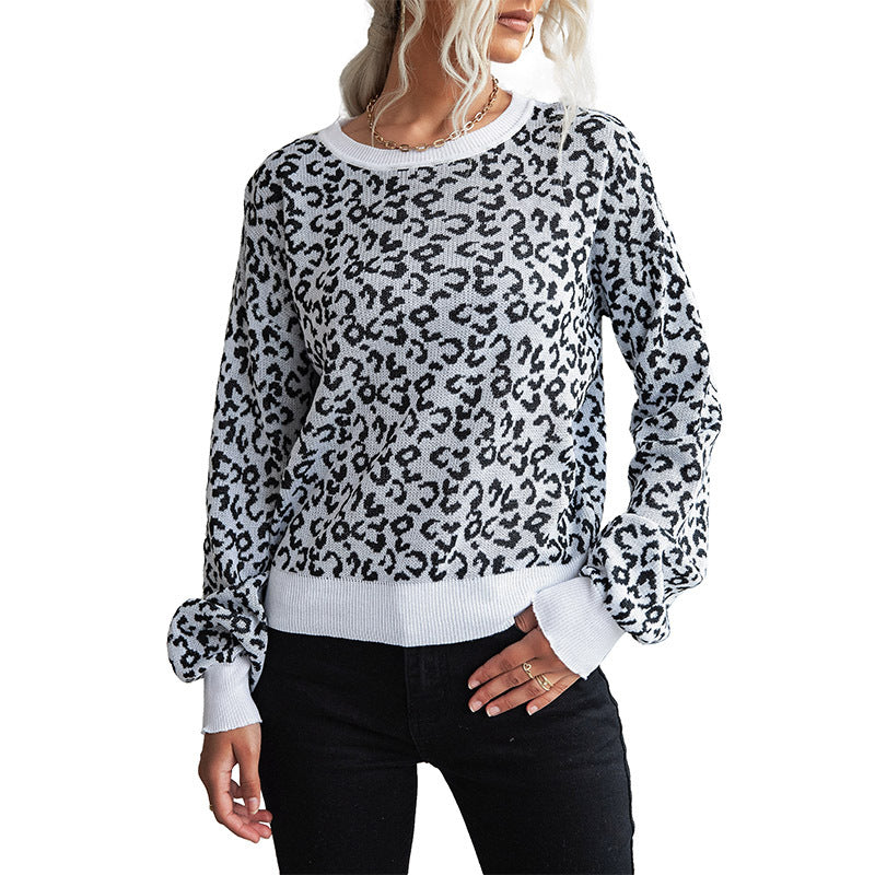 Damen Gemusterter Strickpullover mit Leopardenmuster Stalluxe