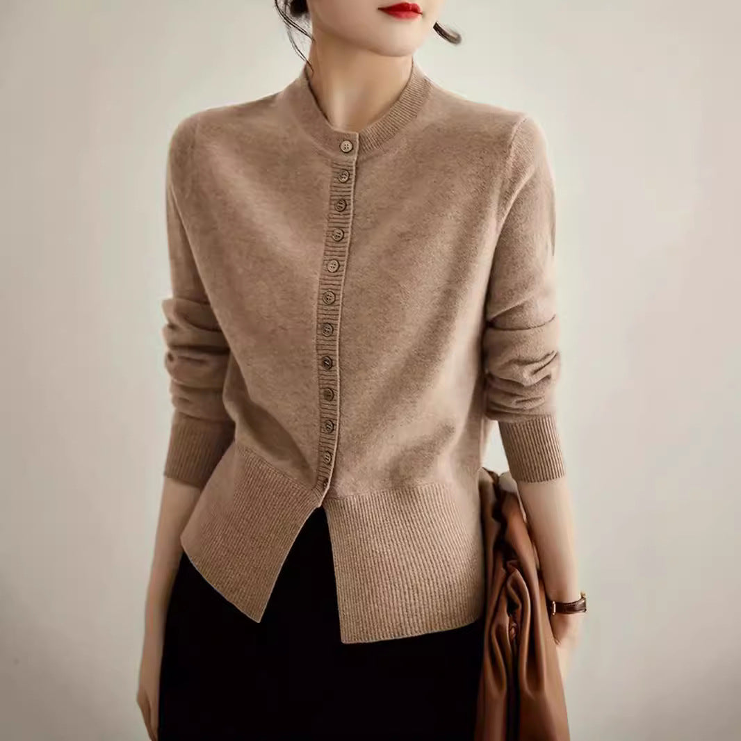 Damen Strickjacke mit feiner Knopfleiste und elegantem Stehkragen Stalluxe