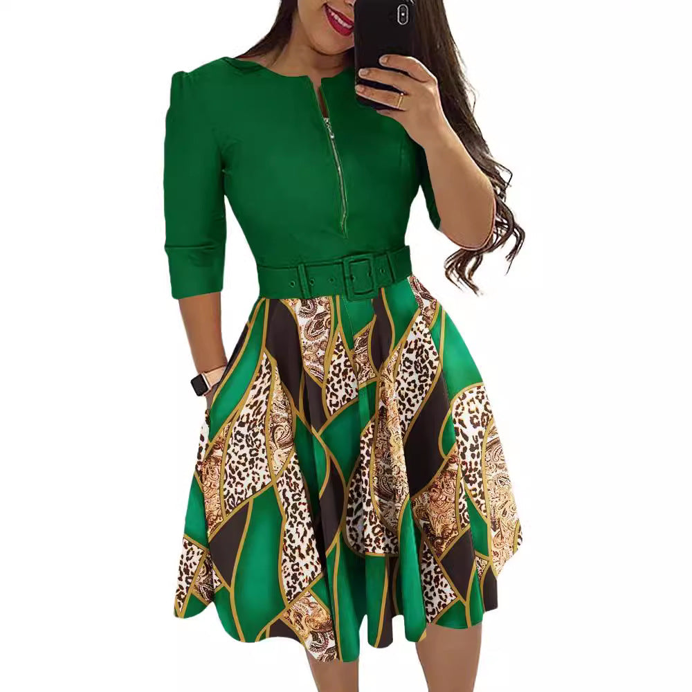 Damen Kleid mit modischem Zip-Design und betontem Taillenbund Stalluxe