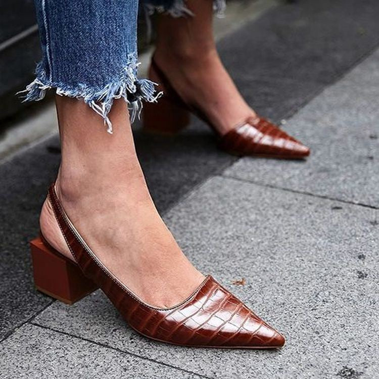 Damen Sling-Pumps mit Kroko-Prägung und rückseitigem Riemen Stalluxe