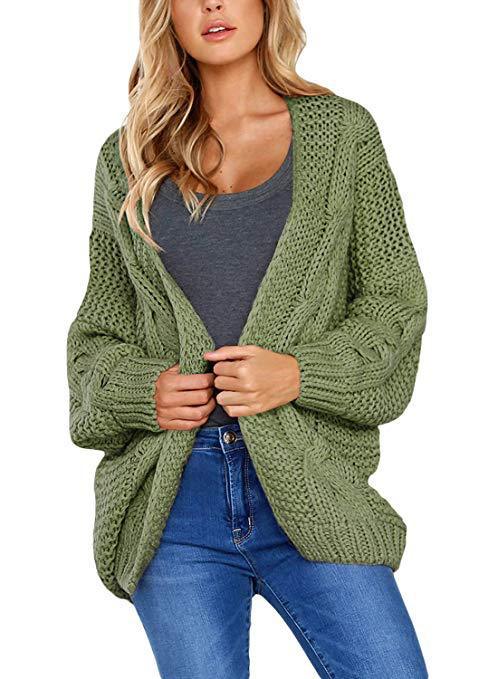 Damen Grobe Strickjacke mit lässigem Schnitt und detailliertem Zopfmuster Stalluxe