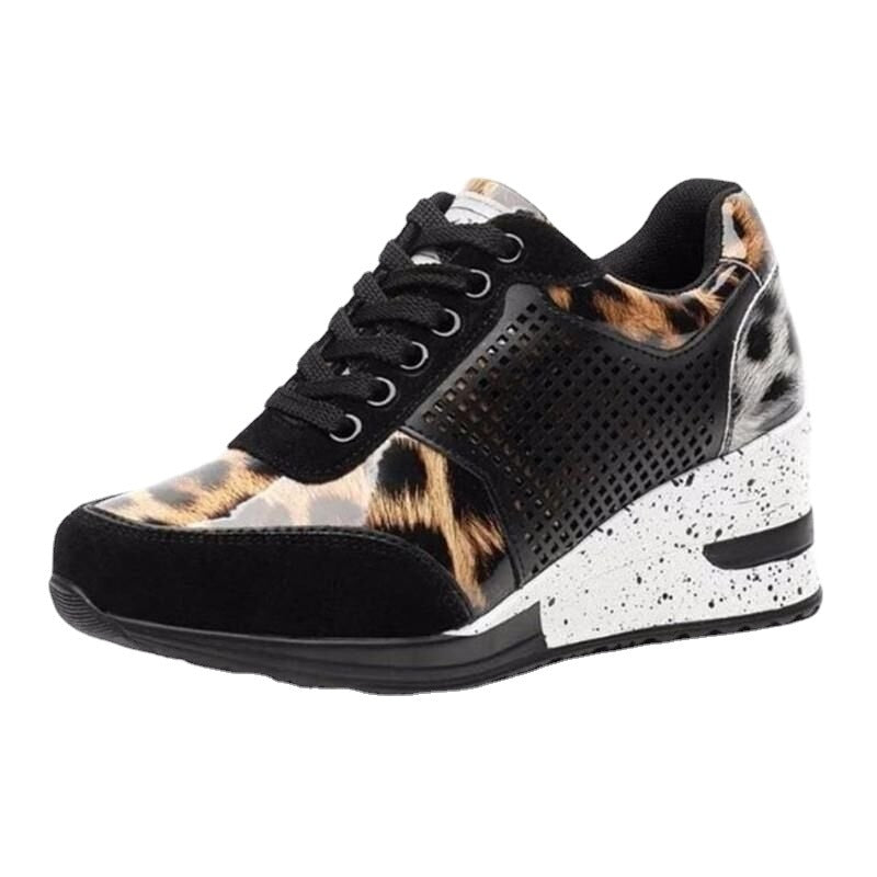 Damen modische Wedge-Sneaker mit stylishem Tiermuster und atmungsaktiver Oberfläche Stalluxe