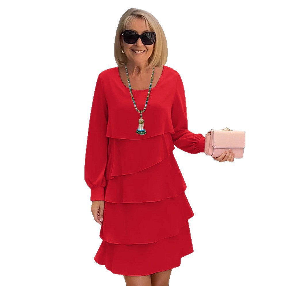 Damen schickes Rüschensommerkleid mit Langarm Stalluxe