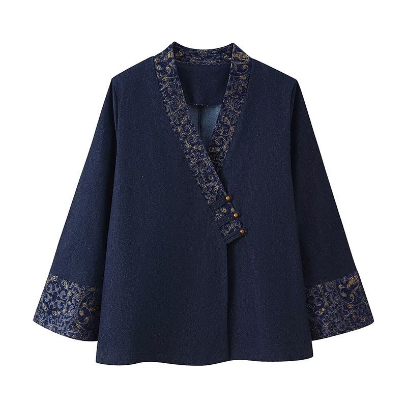 Damen Modische Jacke mit eleganter Bestickung und asymmetrischem Schnitt Stalluxe