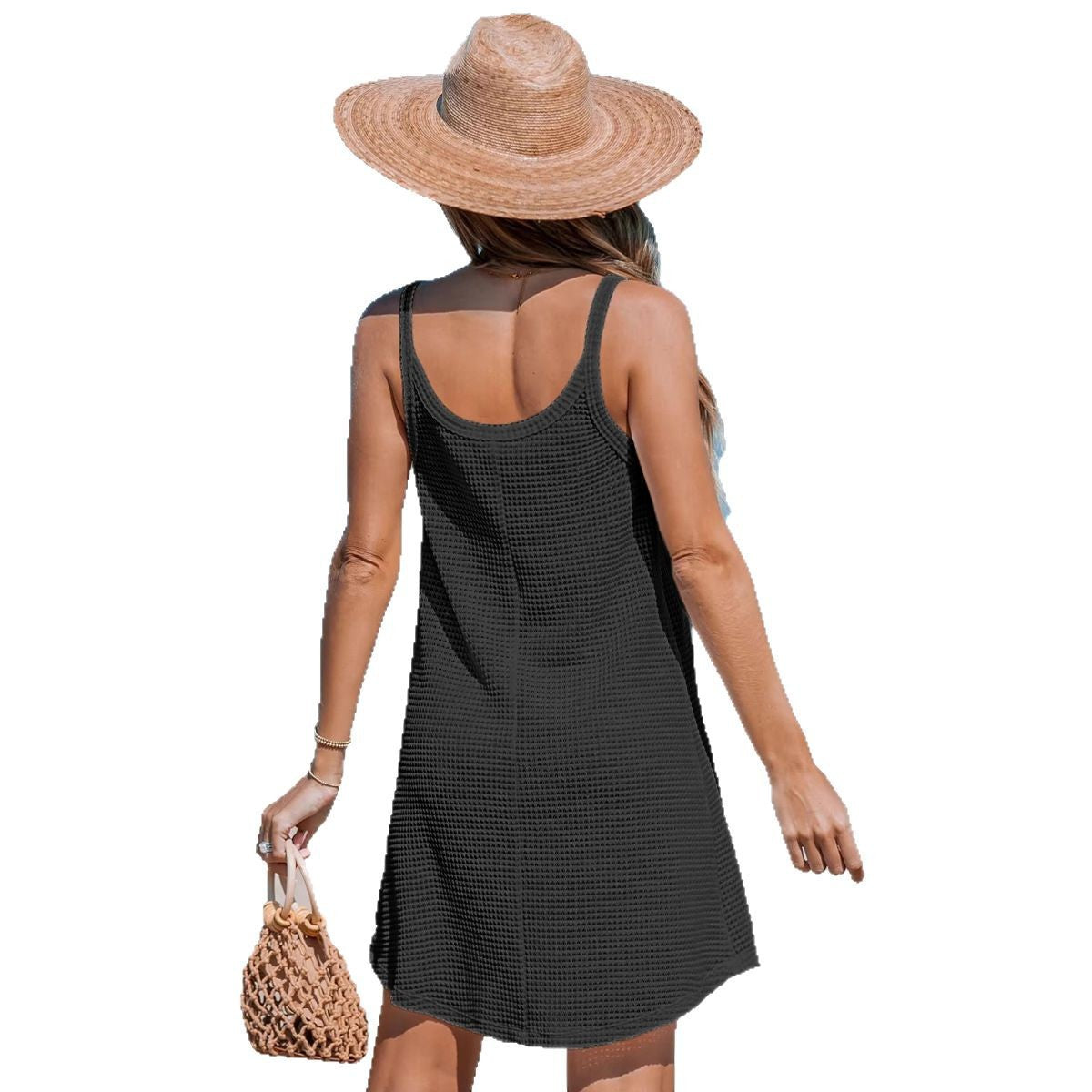 Damen Waffelstrick Button-Down Sonnenkleid Stalluxe