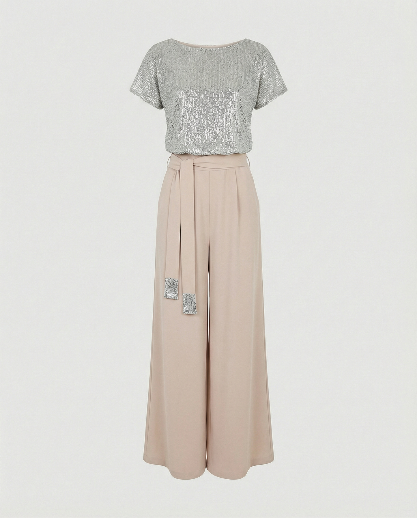 Stalluxe | Glitzer Jumpsuit Damen Elegant Aprikose