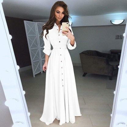 Damen Langarmhemdkleid mit taillierbarem Gürtel und Knopfverschluss Stalluxe