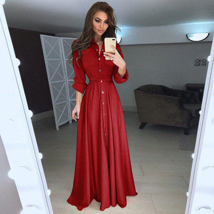 Damen Langarmhemdkleid mit taillierbarem Gürtel und Knopfverschluss Stalluxe
