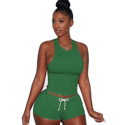 Damen Sportliches Kurzanzug-Set mit Racerback und Kordelzug Stalluxe
