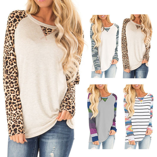 Damen Lässiges Langarmshirt mit farbenfrohen Mustern und Streifenmuster Stalluxe
