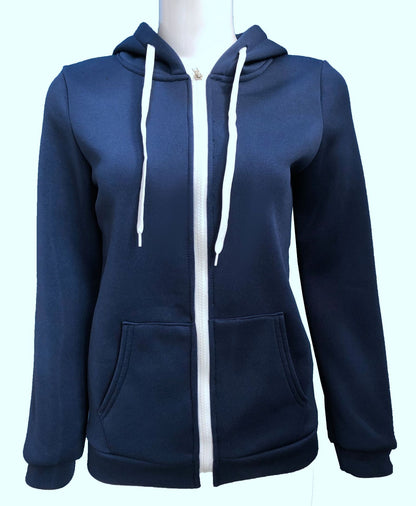 Damen bequemer Kapuzenpullover mit durchgehendem Reißverschluss und praktischen Taschen Stalluxe