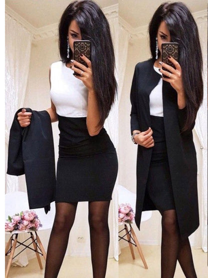 Damen Elegante und vielseitige Blazerjacke mit semi-transparenten Ärmeln Stalluxe
