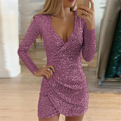 Damen Elegantes glitzerndes Wickelkleid Stalluxe