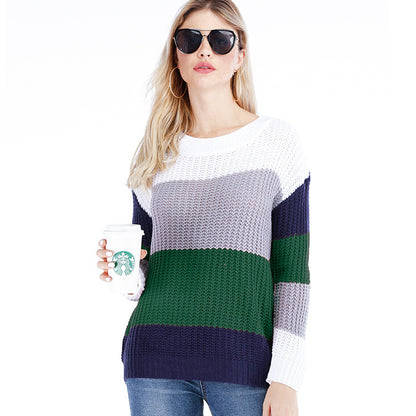 Damen Strickpullover mit modernem Farbblockdesign und lässigem Schnitt Stalluxe