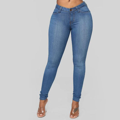 Damen Slim Fit Denim-Hose mit hohem Bund und figurschmeichelndem Schnitt Stalluxe Blau