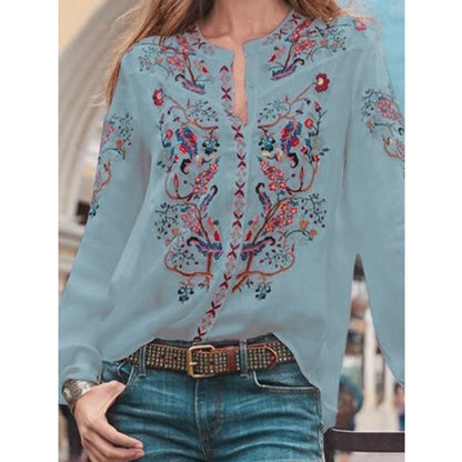 Damen Bluse mit floralen Stickereien und leichtem Chiffonmaterial Stalluxe