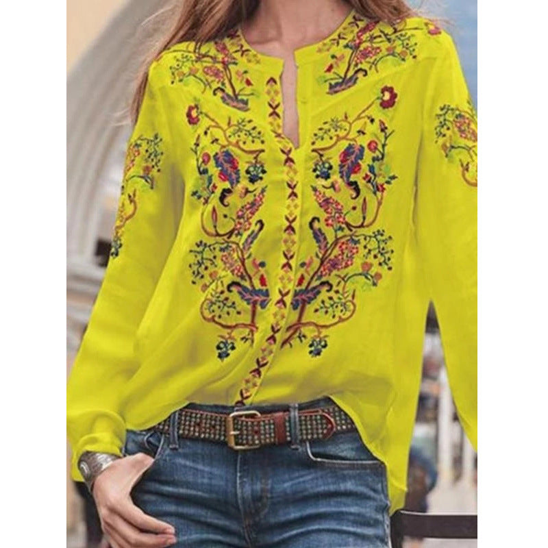 Damen Bluse mit floralen Stickereien und leichtem Chiffonmaterial Stalluxe