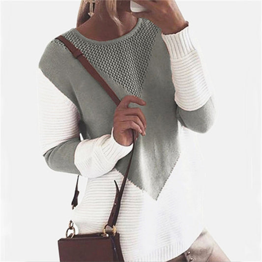 Damen Modischer Strickpullover mit geometrischem Design und voluminösen Ärmeln Stalluxe