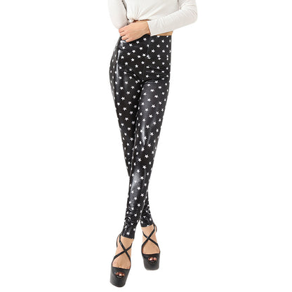 Damen Glänzende Leggings mit Sternenmuster Stalluxe