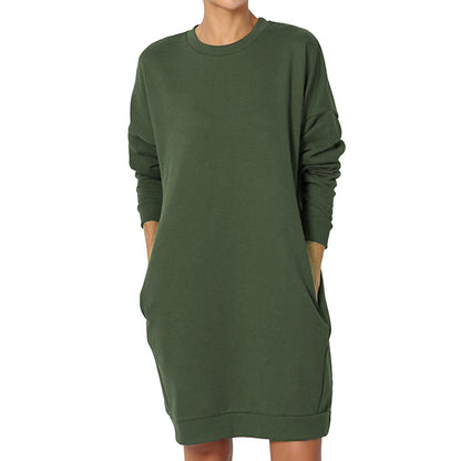 Damen lässiges Sweatkleid mit praktischen Taschen und weitem Schnitt Stalluxe