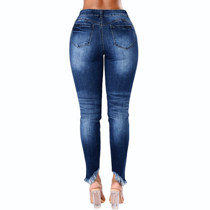 Damen Skinny Jeans mit modischen Riss- und Fransendetails Stalluxe