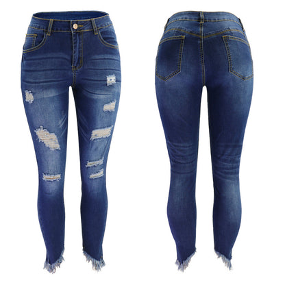 Damen Skinny Jeans mit modischen Riss- und Fransendetails Stalluxe