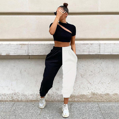 Damen Modische Jogginghose mit asymmetrischem Design und elastischem Bund Stalluxe
