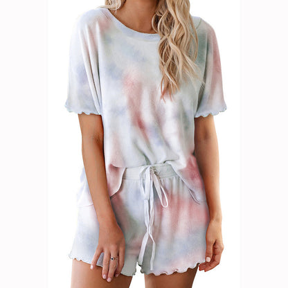 Damen lässiges Freizeit-Set mit modischem Batikmuster und elastischem Bund Stalluxe
