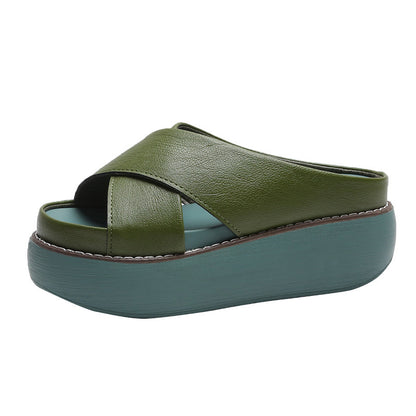 Damen Komfortable Plateau-Mules mit eleganter Riemenführung Stalluxe
