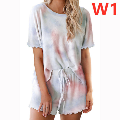 Damen lässiges Freizeit-Set mit modischem Batikmuster und elastischem Bund Stalluxe