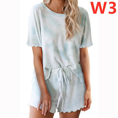 Damen lässiges Freizeit-Set mit modischem Batikmuster und elastischem Bund Stalluxe