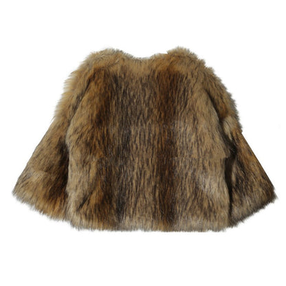 Damen Glamouröser Kunstpelz-Cropped-Mantel mit voluminösen Ärmeln Stalluxe