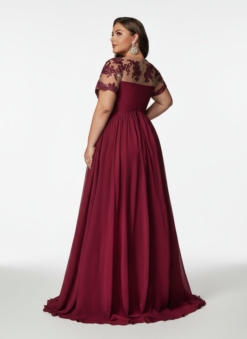 Stalluxe | Klassisches Abendkleid mit Pailletten und Applikationen, Kurzarm