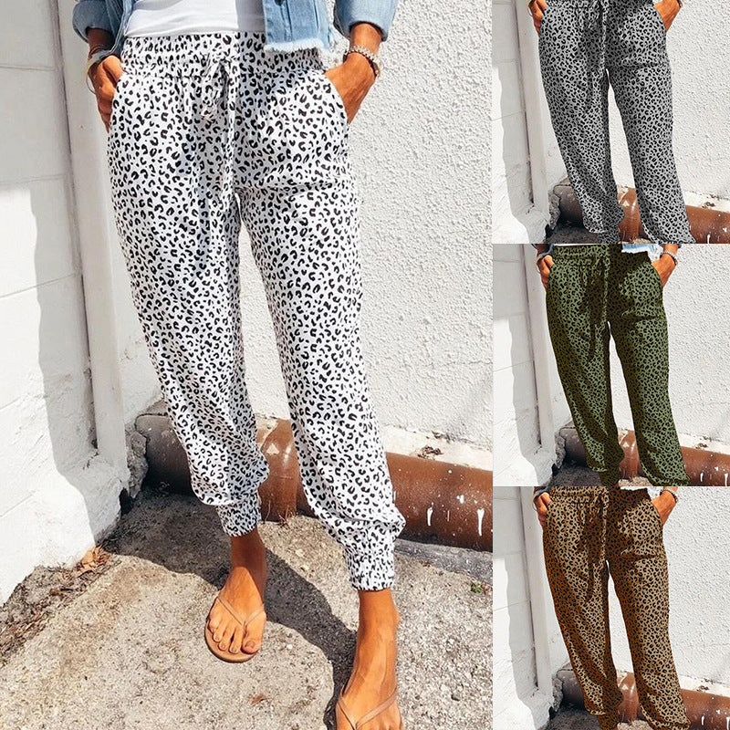 Damen Freizeithose im modernen Leo-Print mit elastischem Bund Stalluxe