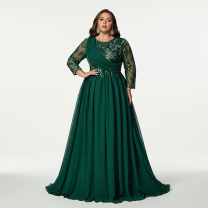 Stalluxe | Raffiniertes Chiffon-Abendkleid mit Applikationen und Langarm