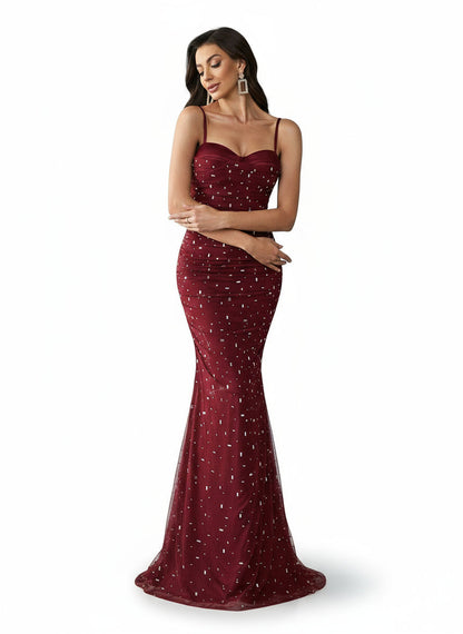 Stalluxe | Charmantes Sommer Strass Spaghettiträger Enges Kleid