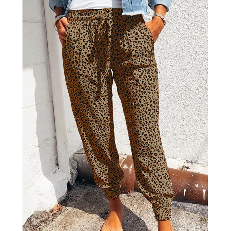 Damen Freizeithose im modernen Leo-Print mit elastischem Bund Stalluxe