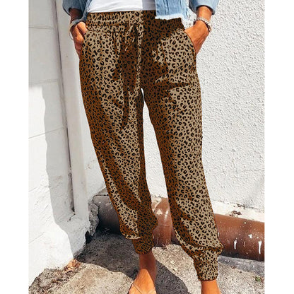 Damen Freizeithose im modernen Leo-Print mit elastischem Bund Stalluxe