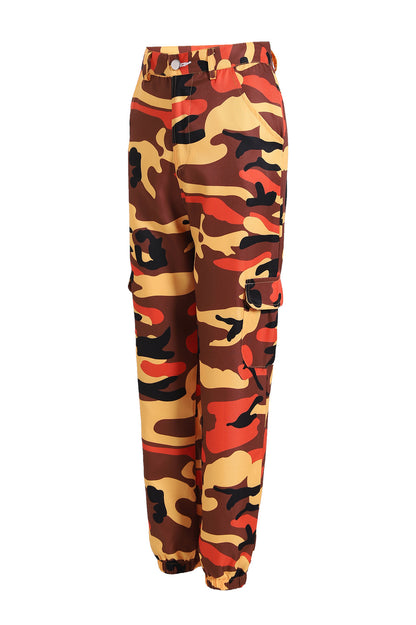 Damen Cargohose im modernen Camouflage-Design mit elastischem Bund und praktischen Taschen Stalluxe