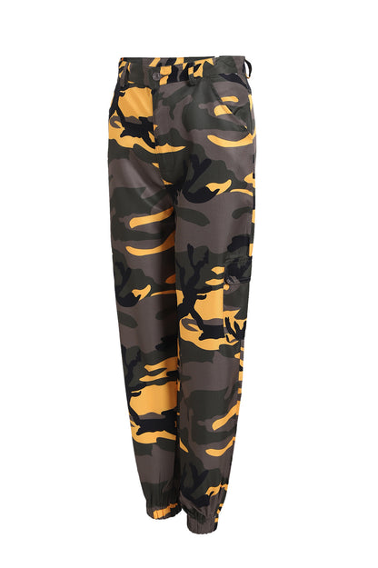 Damen Cargohose im modernen Camouflage-Design mit elastischem Bund und praktischen Taschen Stalluxe