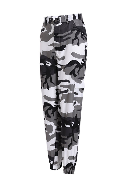 Damen Cargohose im modernen Camouflage-Design mit elastischem Bund und praktischen Taschen Stalluxe