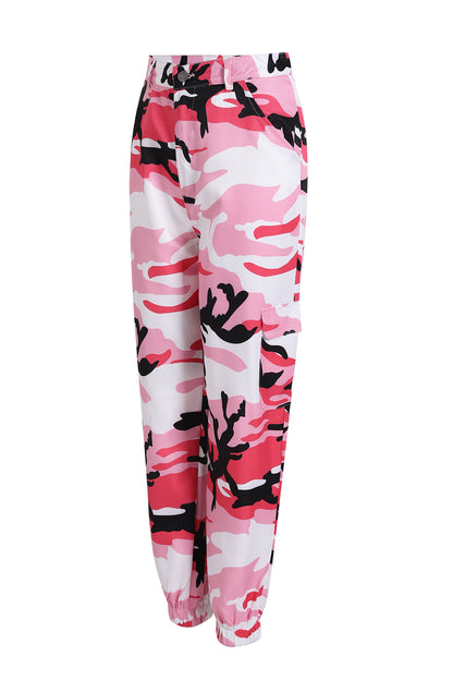 Damen Cargohose im modernen Camouflage-Design mit elastischem Bund und praktischen Taschen Stalluxe