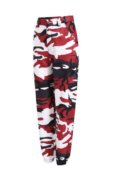 Damen Cargohose im modernen Camouflage-Design mit elastischem Bund und praktischen Taschen Stalluxe