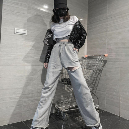 Damen Hochwertige Freizeithose mit modischen Riss-Details Stalluxe