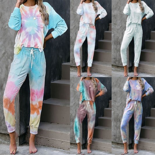 Damen bequemer Freizeitanzug im stylischen Batikdesign Stalluxe