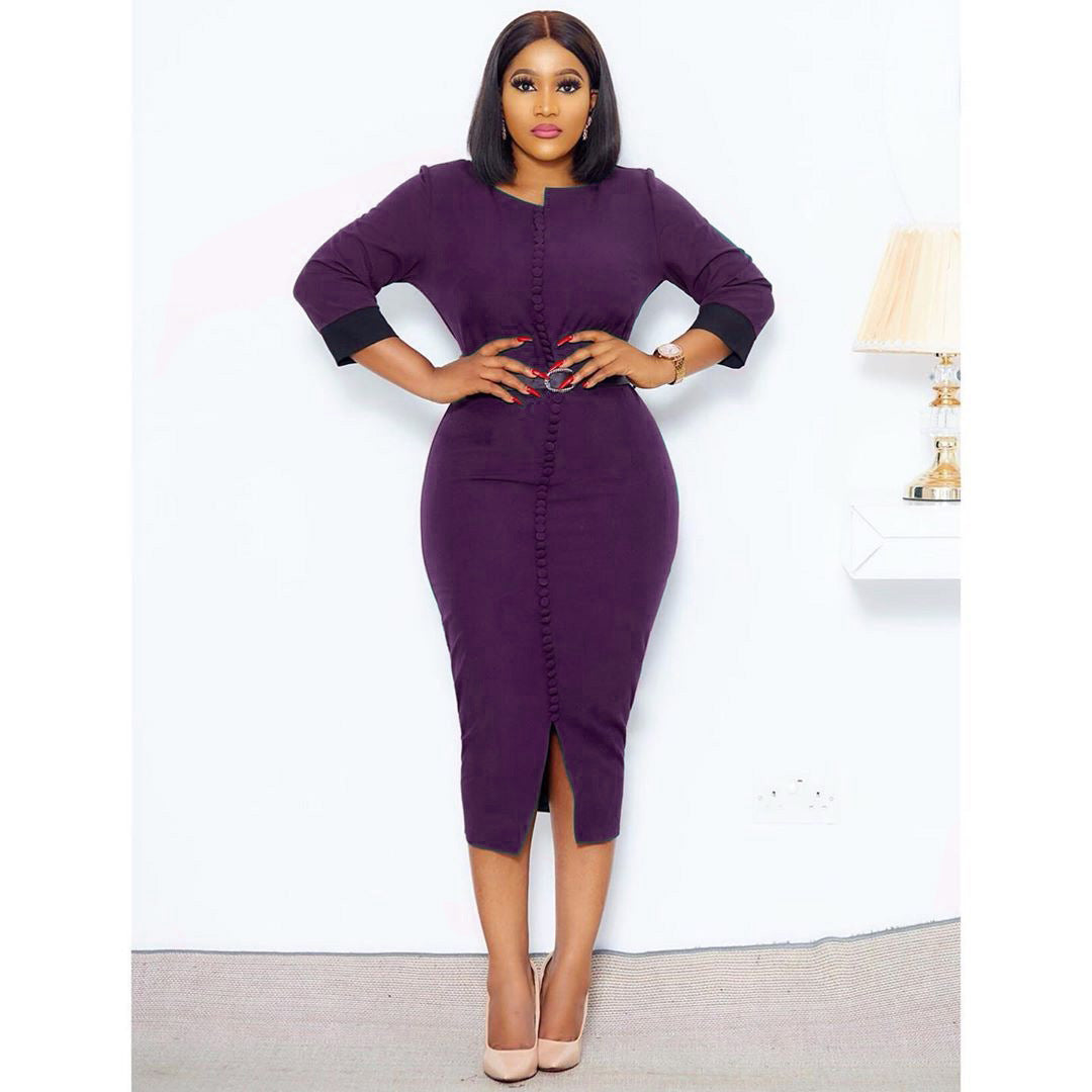 Damen Elegantes Bleistiftkleid mit Knopfdetails und tailliertem Gürtel Stalluxe